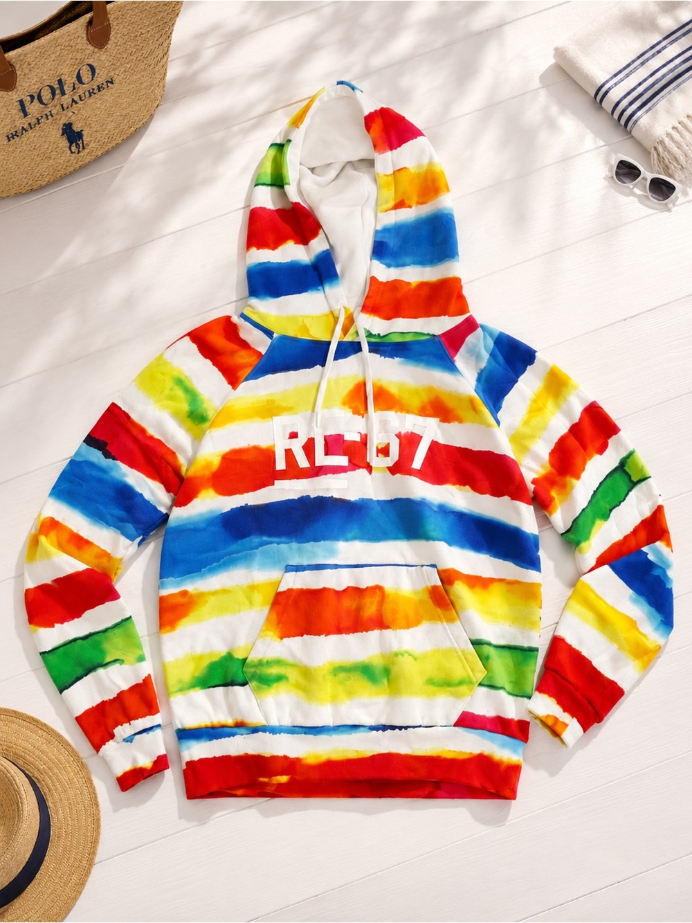 New Vintage New Polo Ralph Lauren RL-67 Rainbow Hoodie Tagged M Fits S NOS